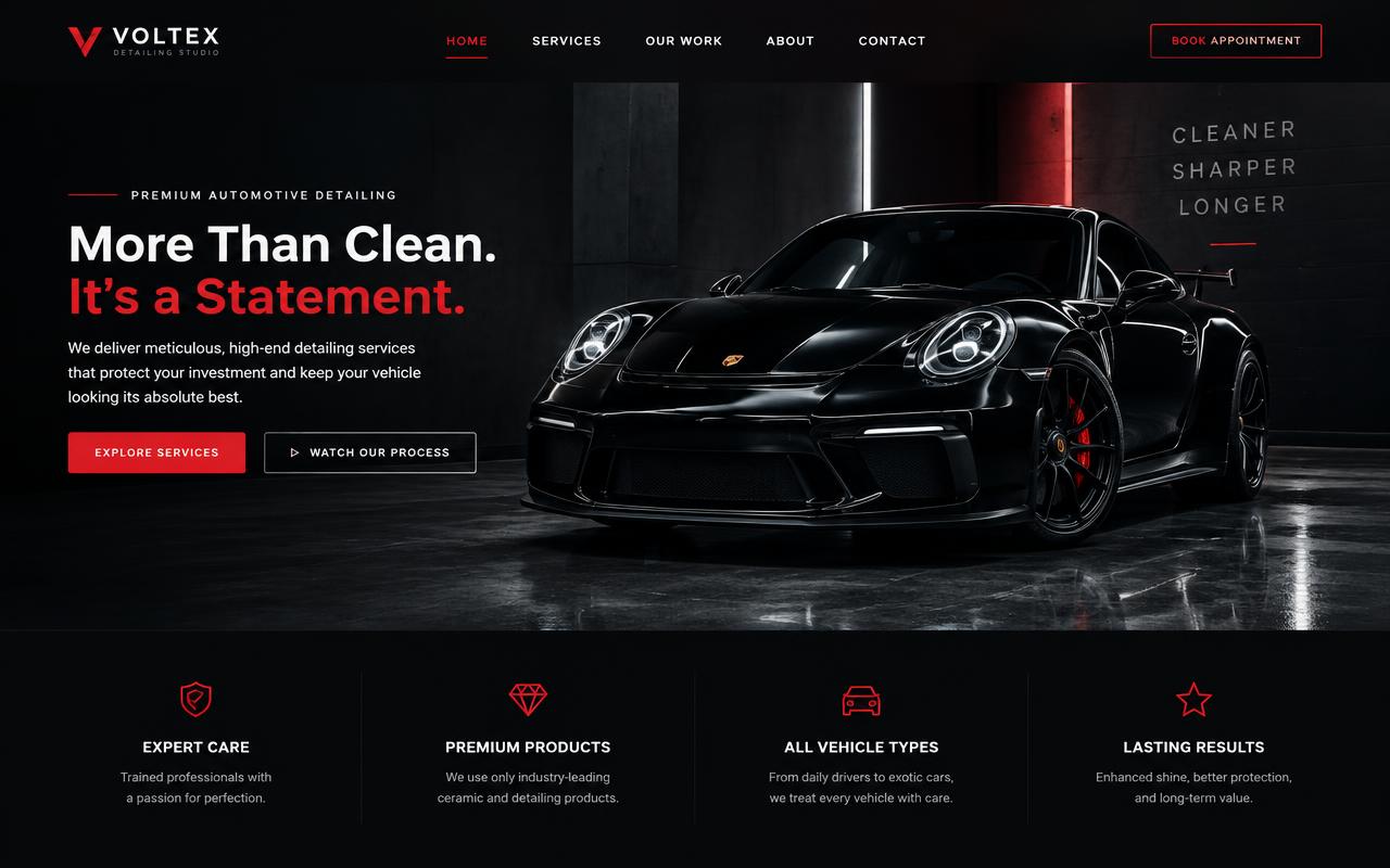 Voltex Detailing website example