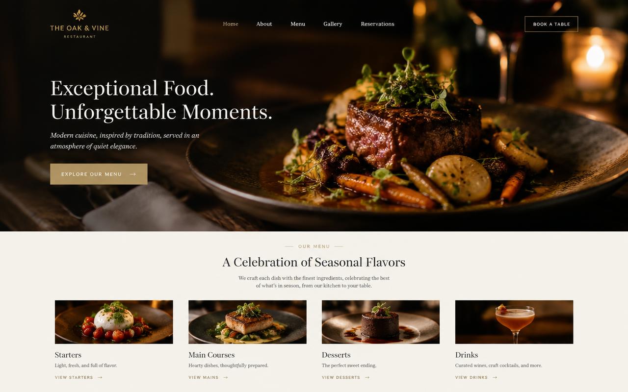 The Oak & Vine website example